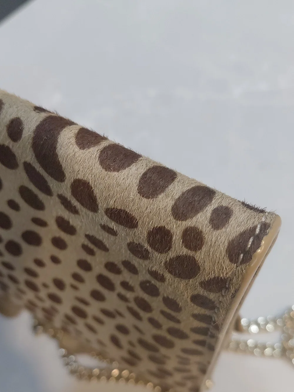 Floral Applique Calf Hair Leopard-Print Crossbody Bag in Beige - Picture 9 of 14